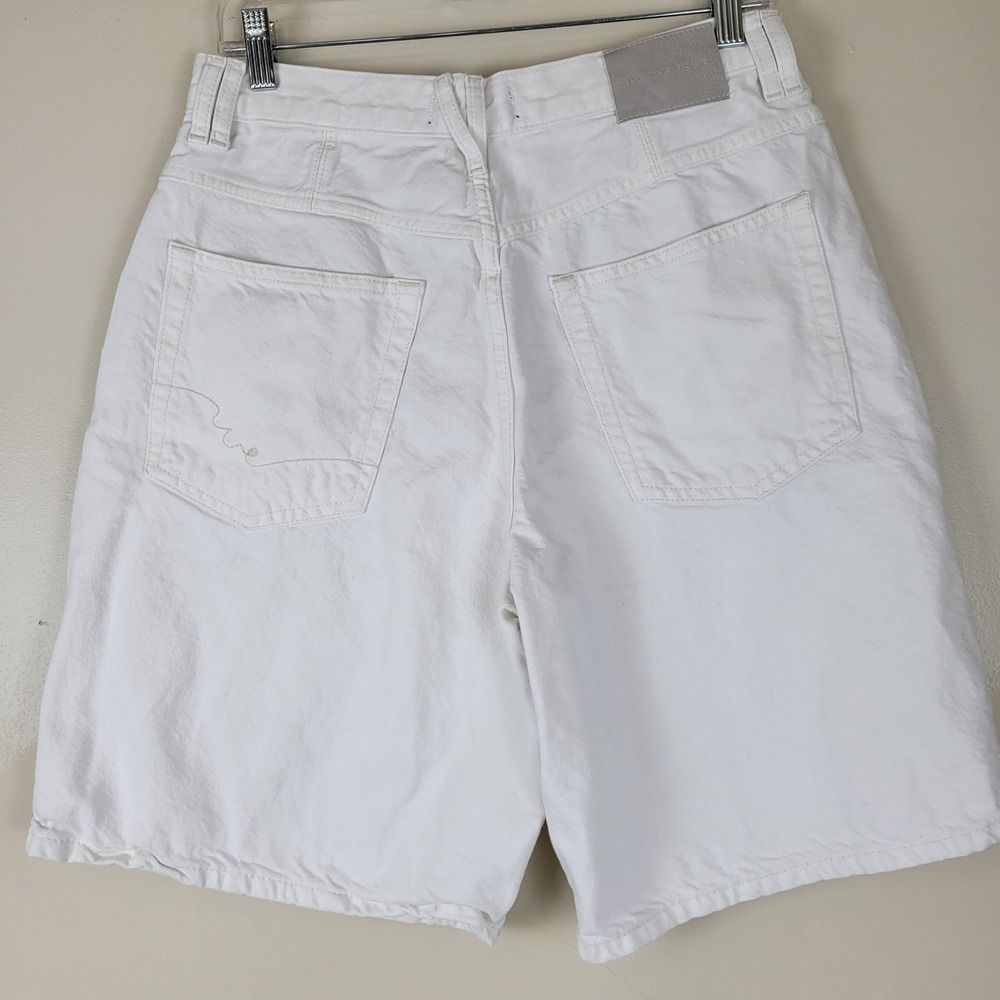 We The Free Free People White Denim High Rise Bermuda Shorts Button Fly Size 29 - Picture 5 of 15
